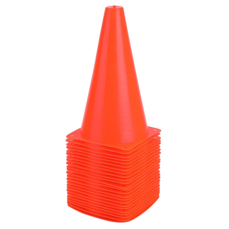 Fragraim 9 Inch Plastic Training Traffic Cones, Sport Cones, Agility Field Marker Cones for Soccer Basketball Football Drills Training, Outdoor Activity or Events - Set of 24, Orange - Image 1